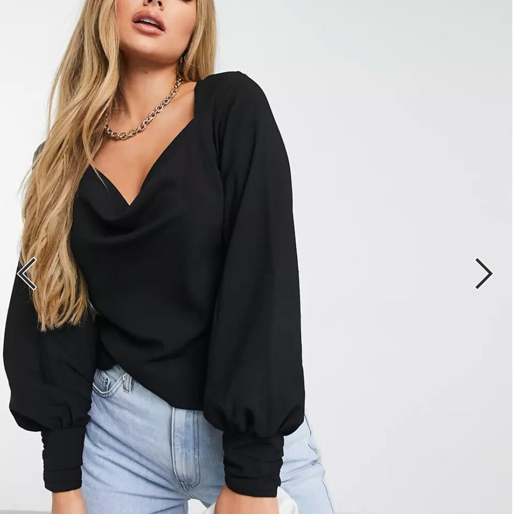 ASOS DESIGN Long Sleeve Cowl Neck Top L